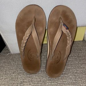 Rainbow ‘Flirty’ Braided Leather Flip Flops